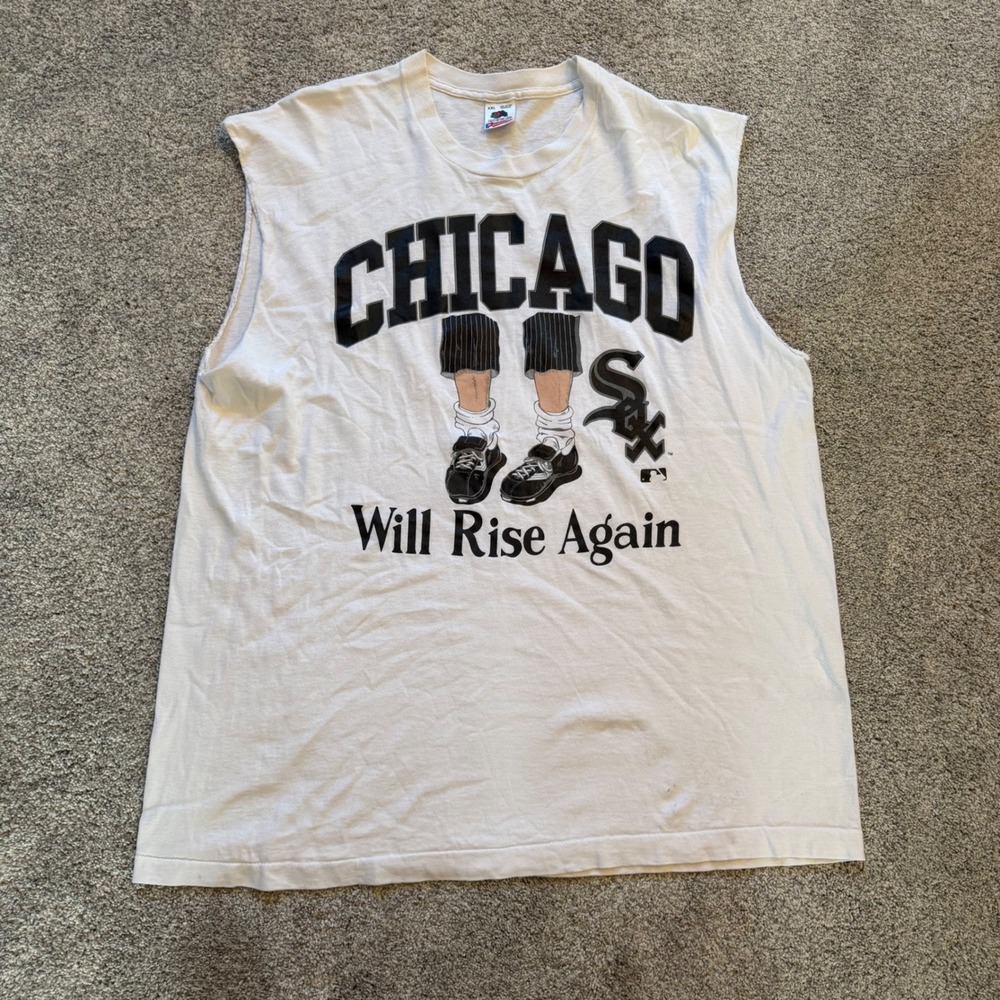 Vintage Chicago White Sox Will Rise Again Sleeveless Tee XXL Fruit of the Loom